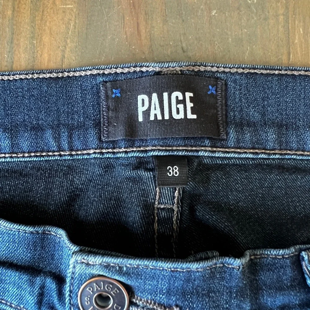 PAIGE Federal Dark Wash Denim Jeans 38x32 Straight Leg Stretch - Picture 3 of 10